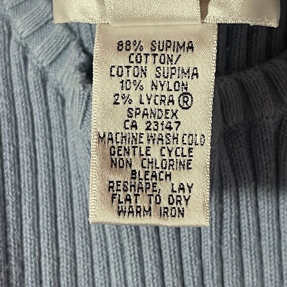 Talbots Ribbed Sleeveless Sweater Top Womens Size XL Blue Pullover Pima Cotton - Picture 7 of 8